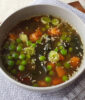 Green pea and carrot miso soup