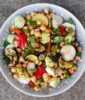 Grilled courgette, avocado and chickpea salad