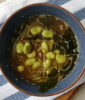 Miso soup with broad beans and noodles