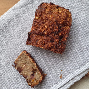 Vegan cherry and almond banana cake