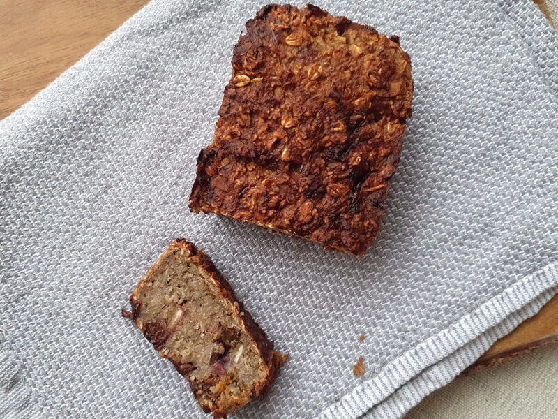 Vegan cherry and almond banana cake