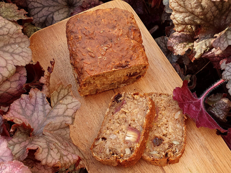 Vegan coffee and walnut banana cake