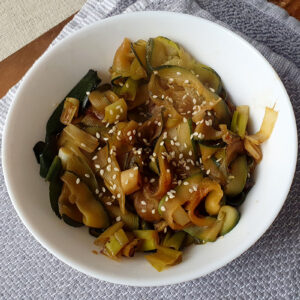 Miso glazed courgette ribbons