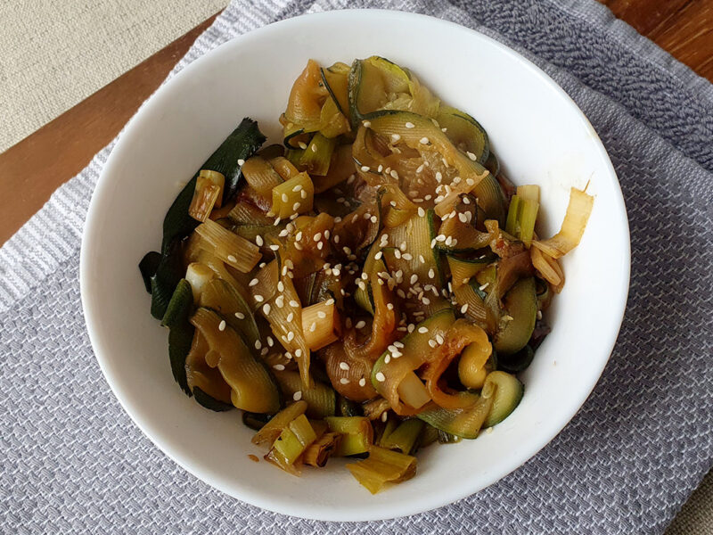 Miso glazed courgette ribbons