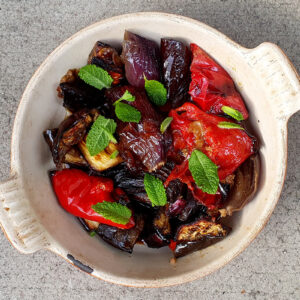 Mustard and maple glazed roasted vegetables