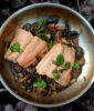 Teriyaki salmon with mushrooms