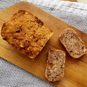 Vegan and gluten-free banana bread with strawberry