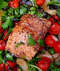 Balsamic salmon and tomato bake