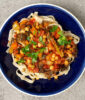 Chorizo and chickpeas pasta with kale