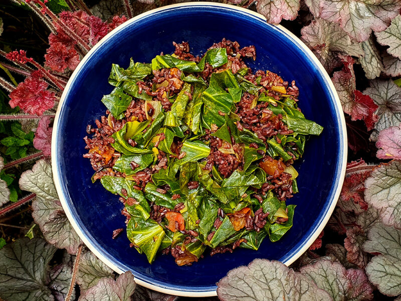 Cumin cabbage with black rice