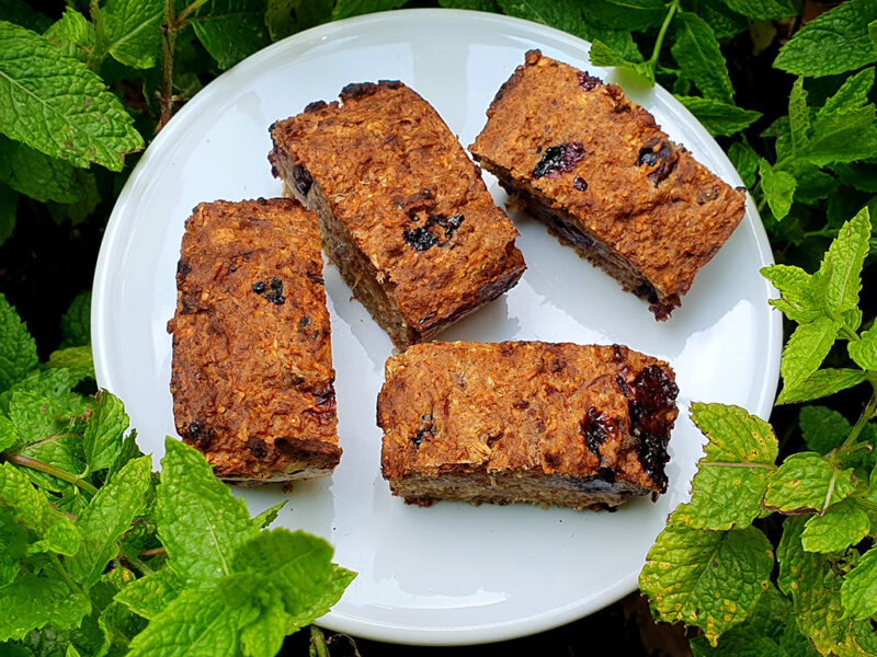Healthy blueberry breakfast bar