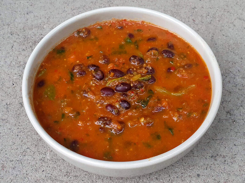 Mexican-style tomato soup with spinach