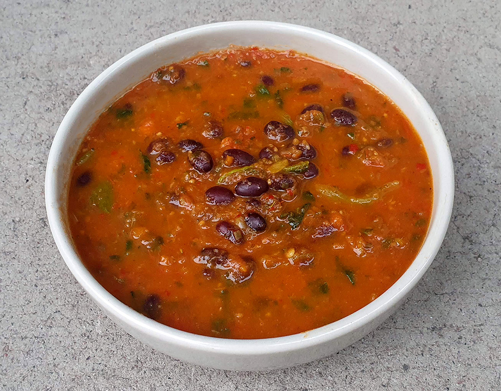 Mexican-style tomato soup with spinach
