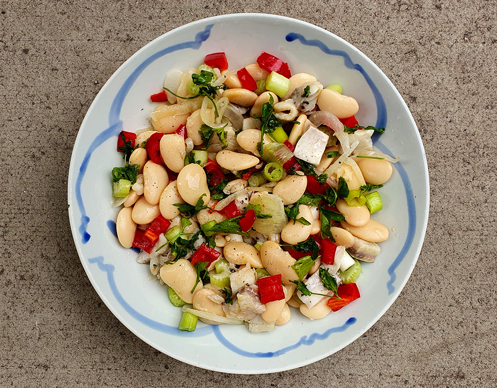 Pickled herring and butter bean salad