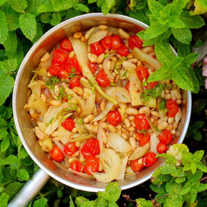 Sauteed fennel with beans and tomatoes