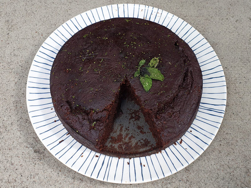 Chocolate, mint and lime cake