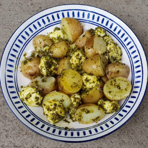 New potatoes with mozzarella