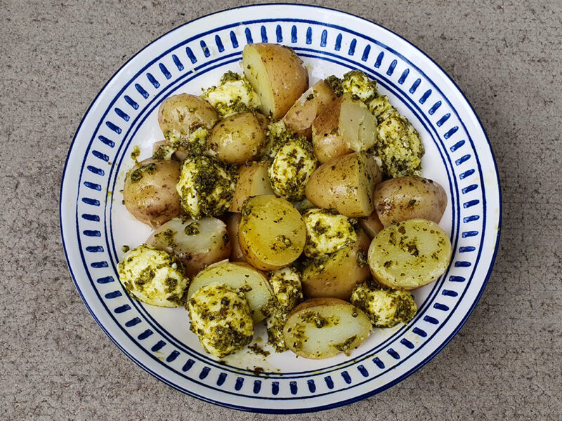 New potatoes with mozzarella