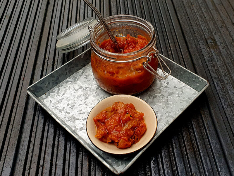 Papaya and mango chutney