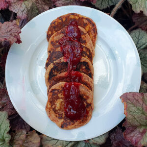 Plum and oat pancakes