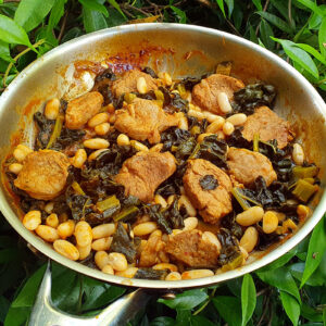 Pork loin and beans in tomato sauce