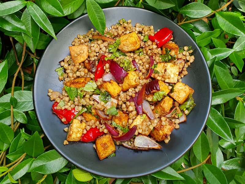 Buckwheat and tofu salad