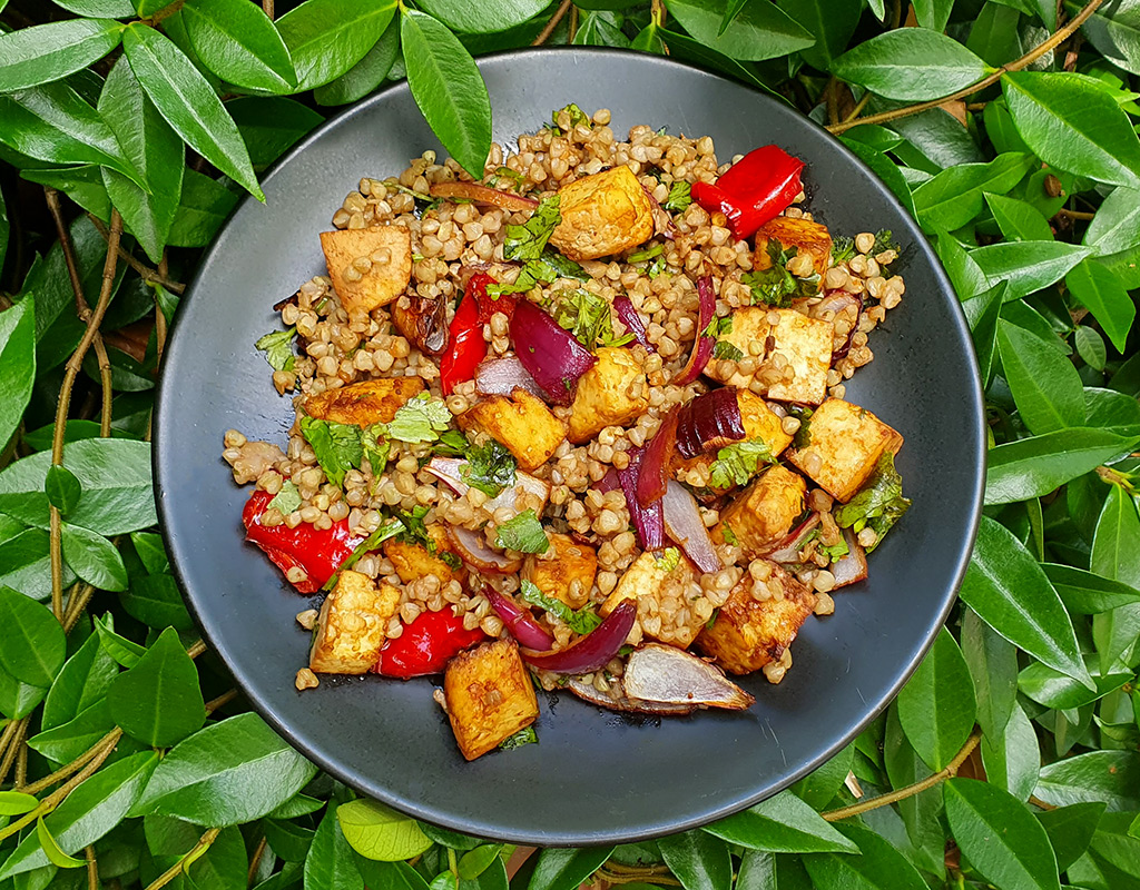 Buckwheat and tofu salad