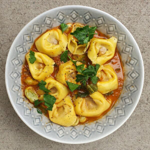 Butternut squash tortelloni with beans