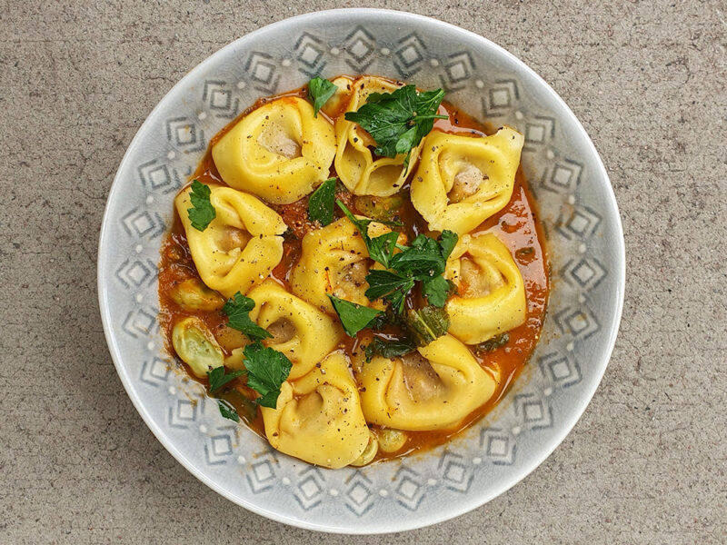 Butternut squash tortelloni with beans