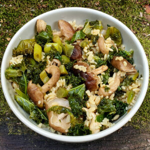 Chickpea rice with shiitake and kale