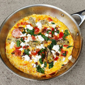 Chorizo omelette with artichoke