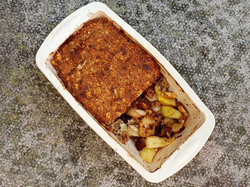 Healthy breakfast apple crumble