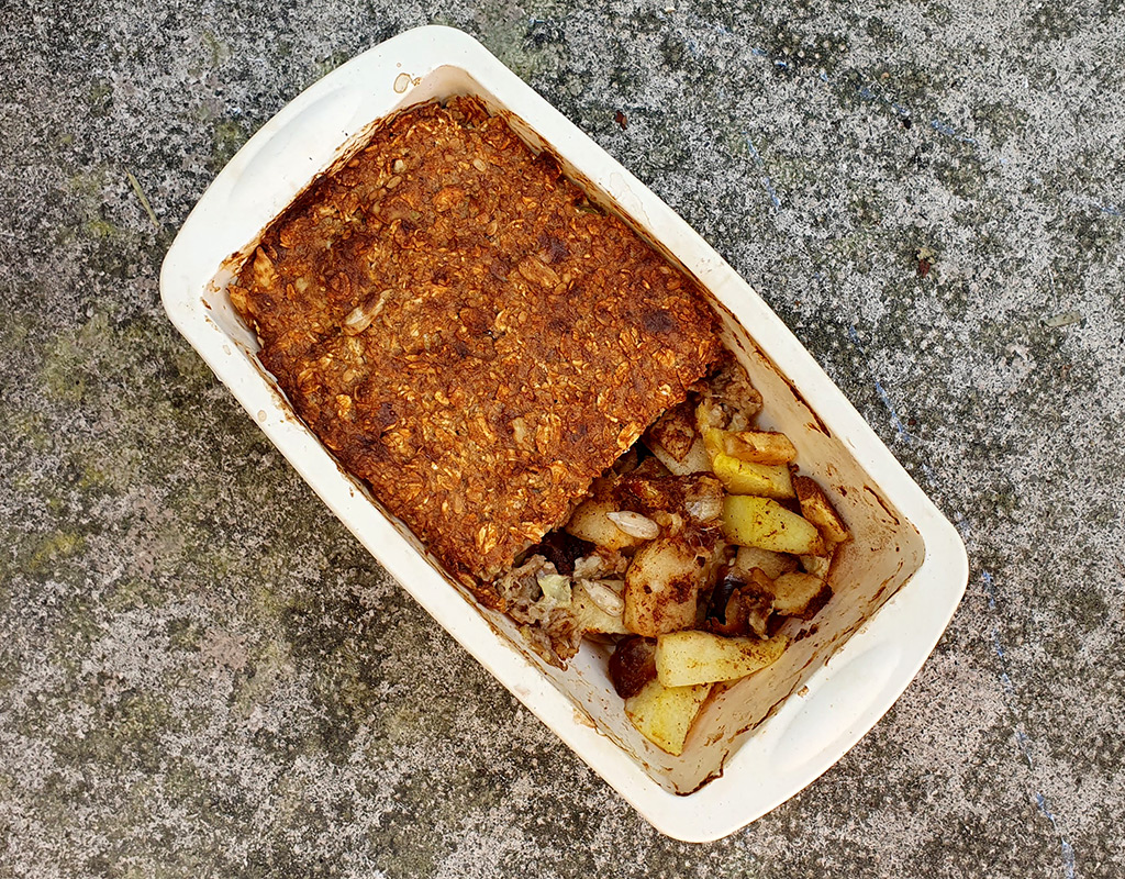Healthy breakfast apple crumble