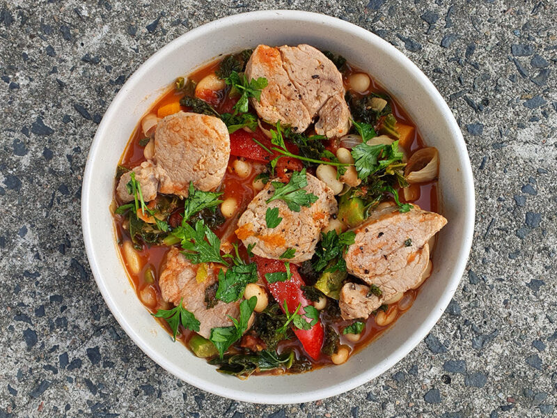 Pork tenderloin stew with beans