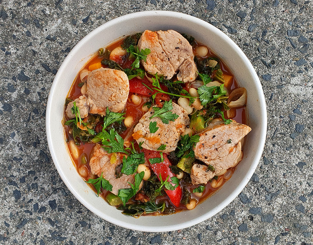 Pork tenderloin stew with beans