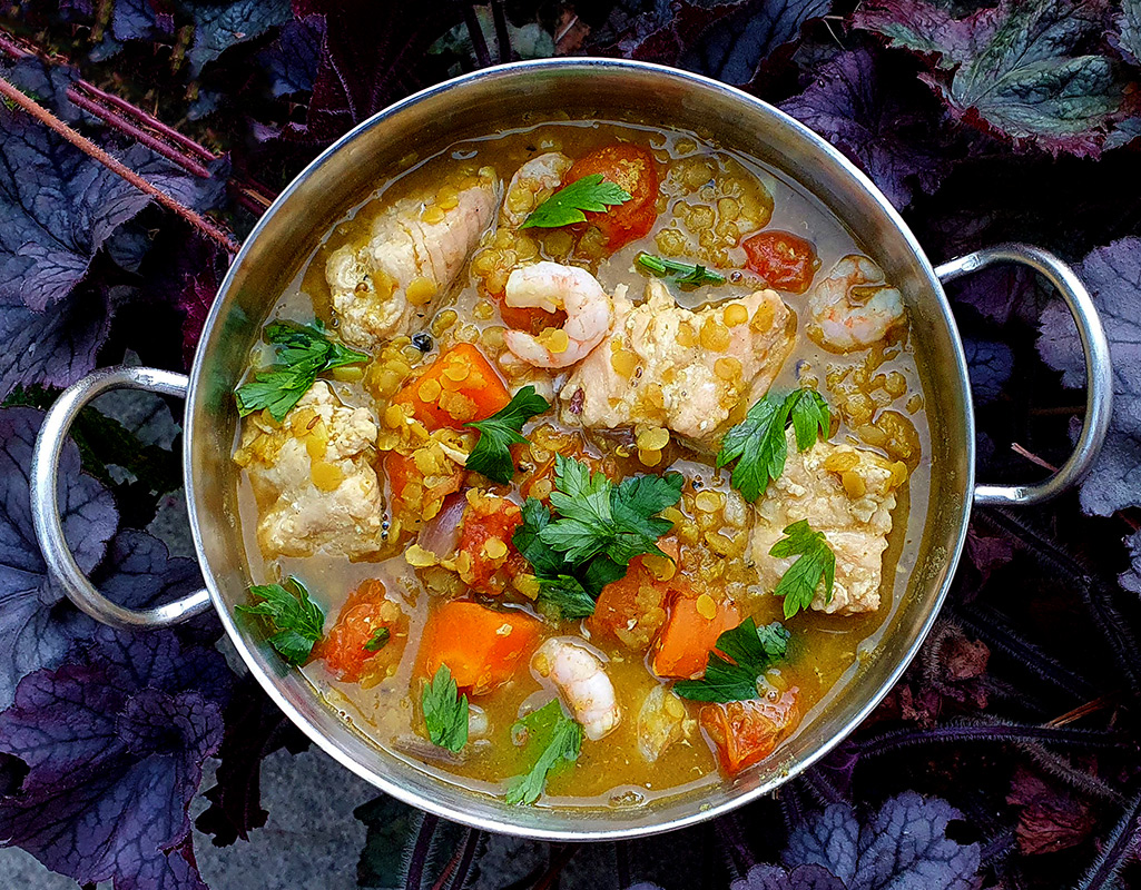 Salmon, Prawn & Lentil Curry