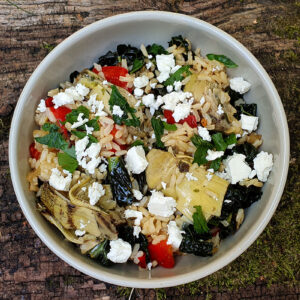 Brown Rice Salad with Artichokes and Cavolo Nero