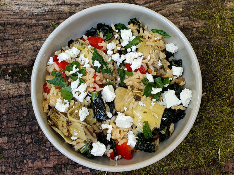 Brown Rice Salad with Artichokes and Cavolo Nero