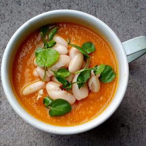 Carrot and Ginger Soup with Cannellini Beans
