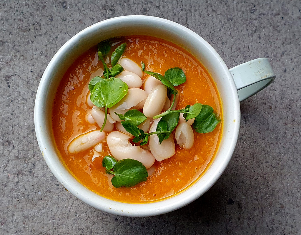 Carrot and Ginger Soup with Cannellini Beans