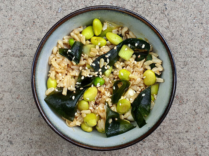 Edamame and Rice Salad with Miso Dressing