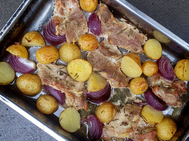 Boneless Pork Ribs with New Potatoes