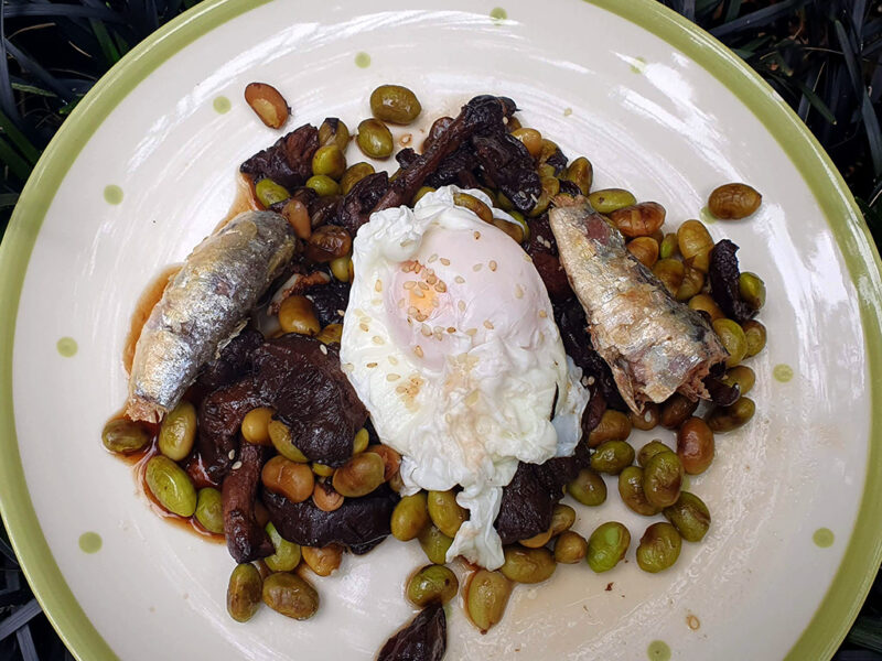 Sardines, Eggs, Edamame and Shiitake