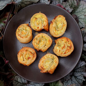 Curd Cheese Dill Puff Pastry Rolls