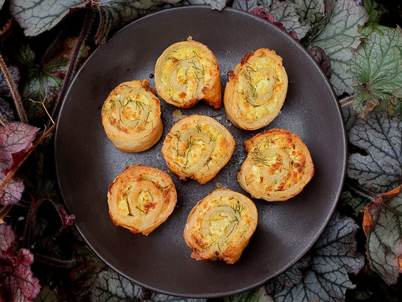 Curd Cheese Dill Puff Pastry Rolls