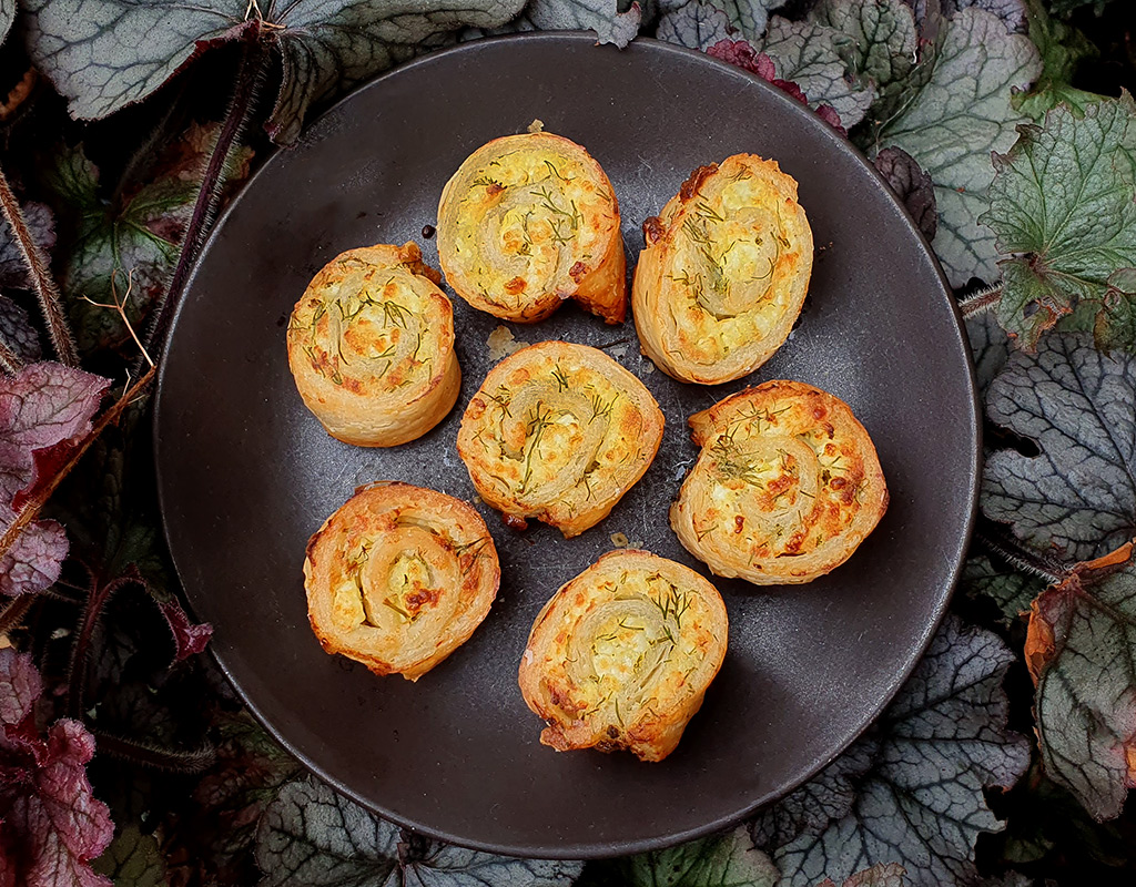 Curd Cheese Dill Puff Pastry Rolls