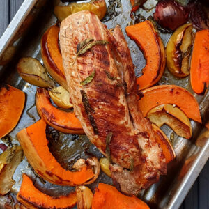 Roasted Pork Fillet with Apple and Butternut Squash