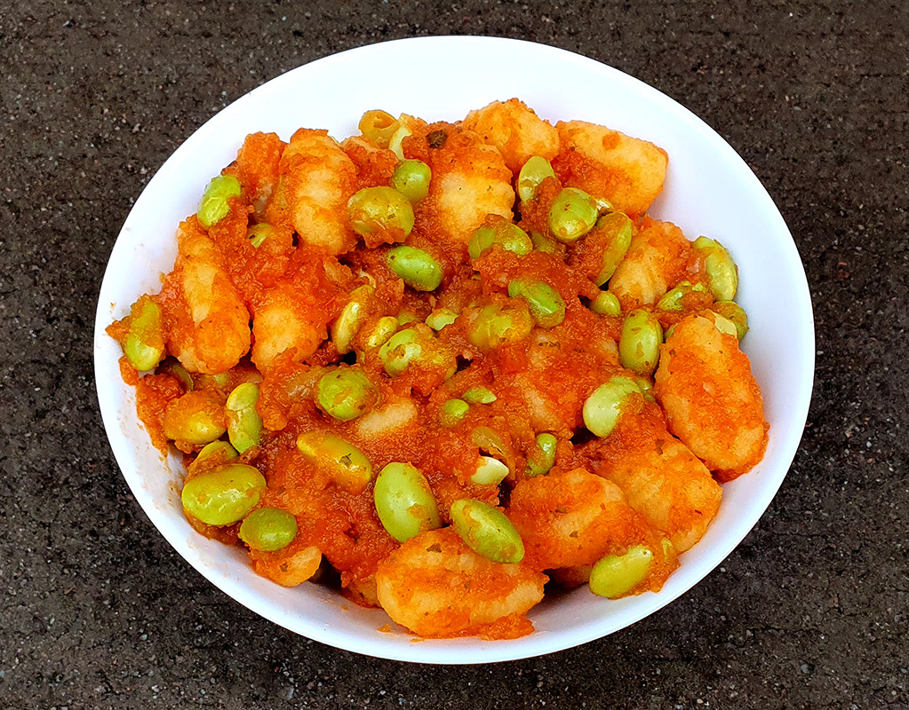 Gnocchi and Edamame in Sweet Potato Sauce