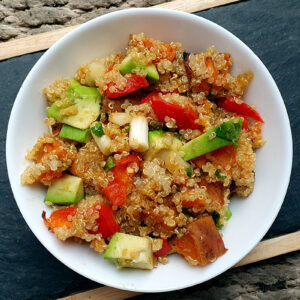 Quinoa Salad with Roasted Sweet Potatoes and Avocado