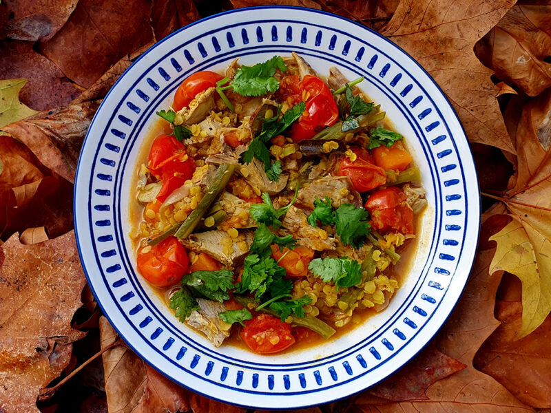 Red Lentil and Sweet Potato Curry with Duck